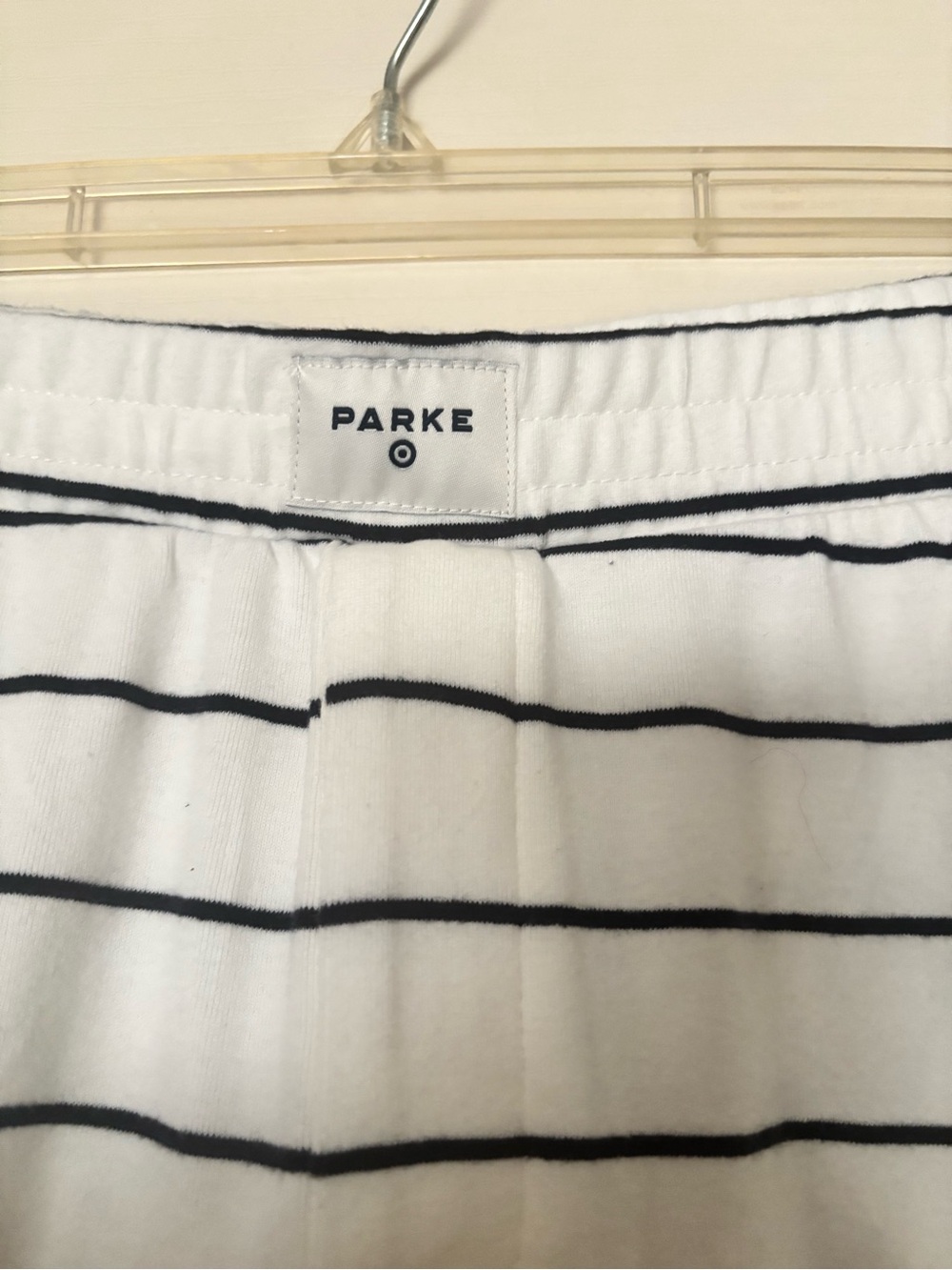ParkeXTarget White Pants with Black Stripes
